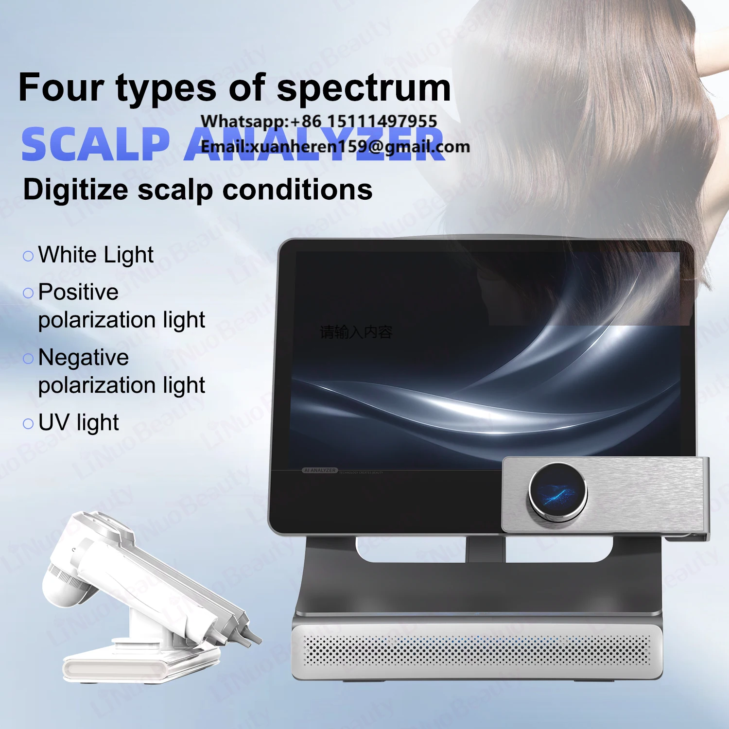 

Intelligent T5 AI Scalp Skin Analyzer 200x Magnification Digital Microscope 15.6" Screen Home Commercial Use AI Skin