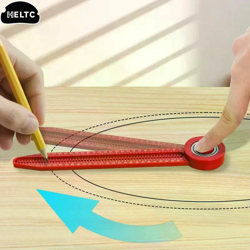 Portable Circular Drafting Compass Design Plastic Ruler, For Precision Drawing Woodworking Measuring Tool & Engineering Projects
