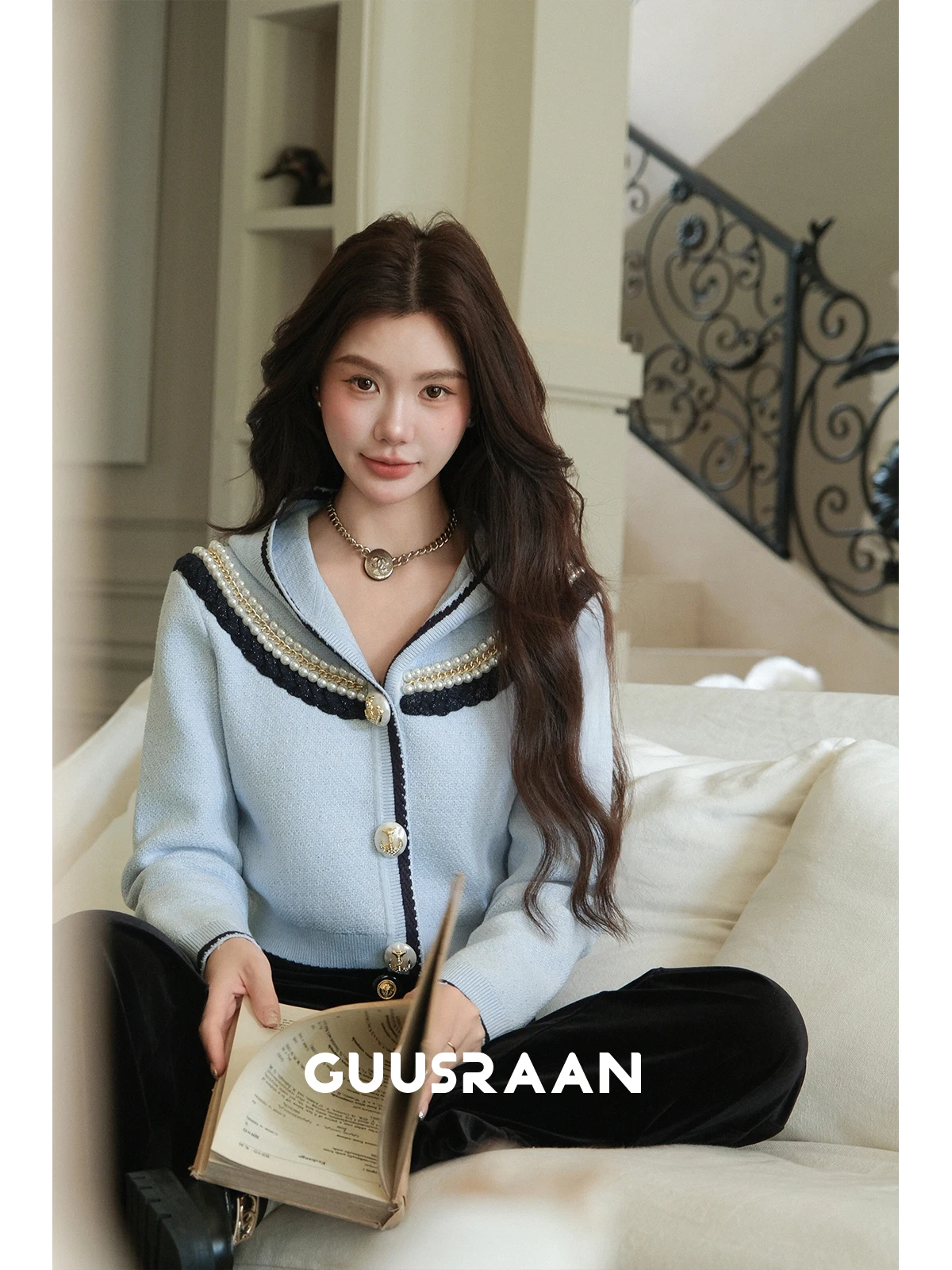 

Госпожа. Женский повседневный кардиган из окрашенной пряжи с двойным плетением для тяжелой промышленности, осенний, с длинными рукавами, укороченный