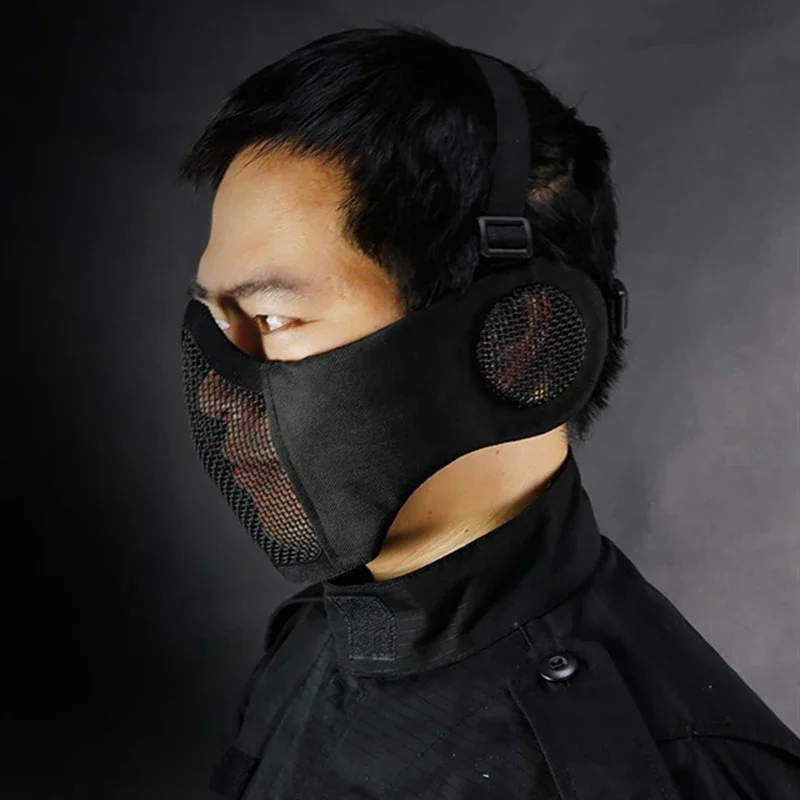 Nieuwe tactische airsoft-maskers Paintball CS opvouwbaar half gezicht koolstofarm staalgaas buitenstijl comfortabel oorbeschermend masker