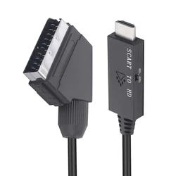 1m Video Converter Adapter Scart To HDMI-compatible 1080P Converter Cable DC 5V Micro USB Cable Accessories for Set-top Box
