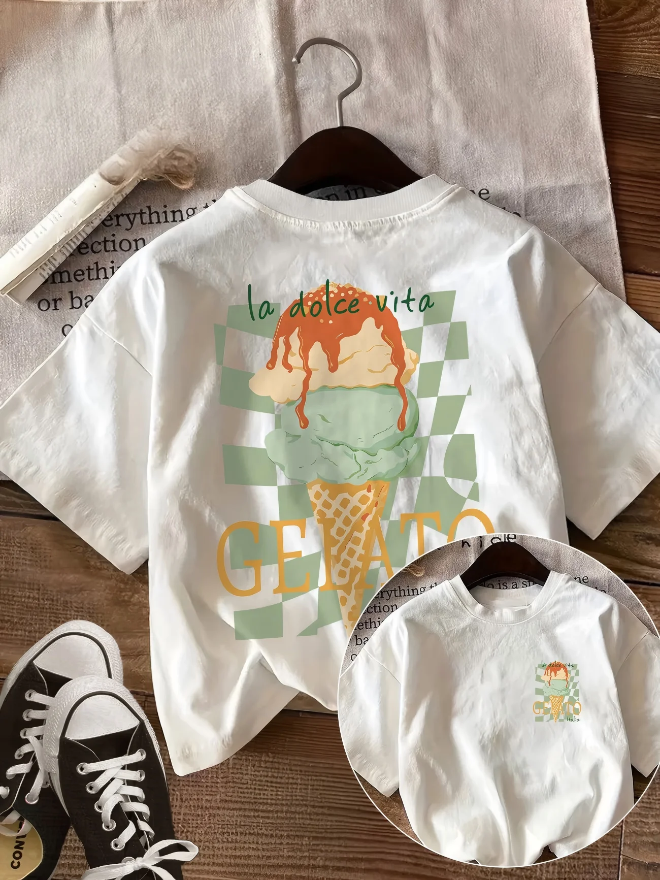 Camiseta divertida con cita de La Dolce Vita para mujer, camiseta con gráfico de Gelato, camiseta informal de verano de manga corta, camiseta holgada de moda urbana
