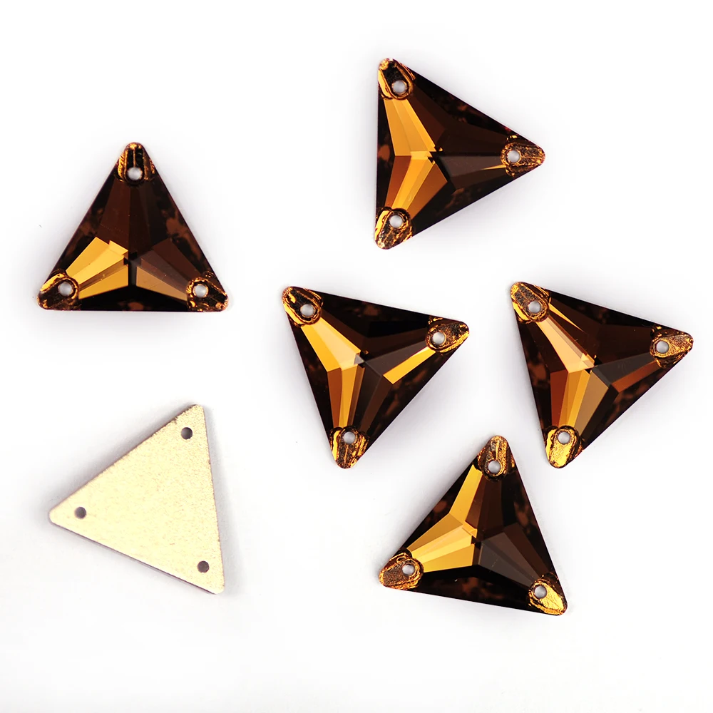 Shiny Smoked Topaz Triangle Shape Sew On Rhinestones appliques Top rhinestones Sewing accessories for Garment clothing