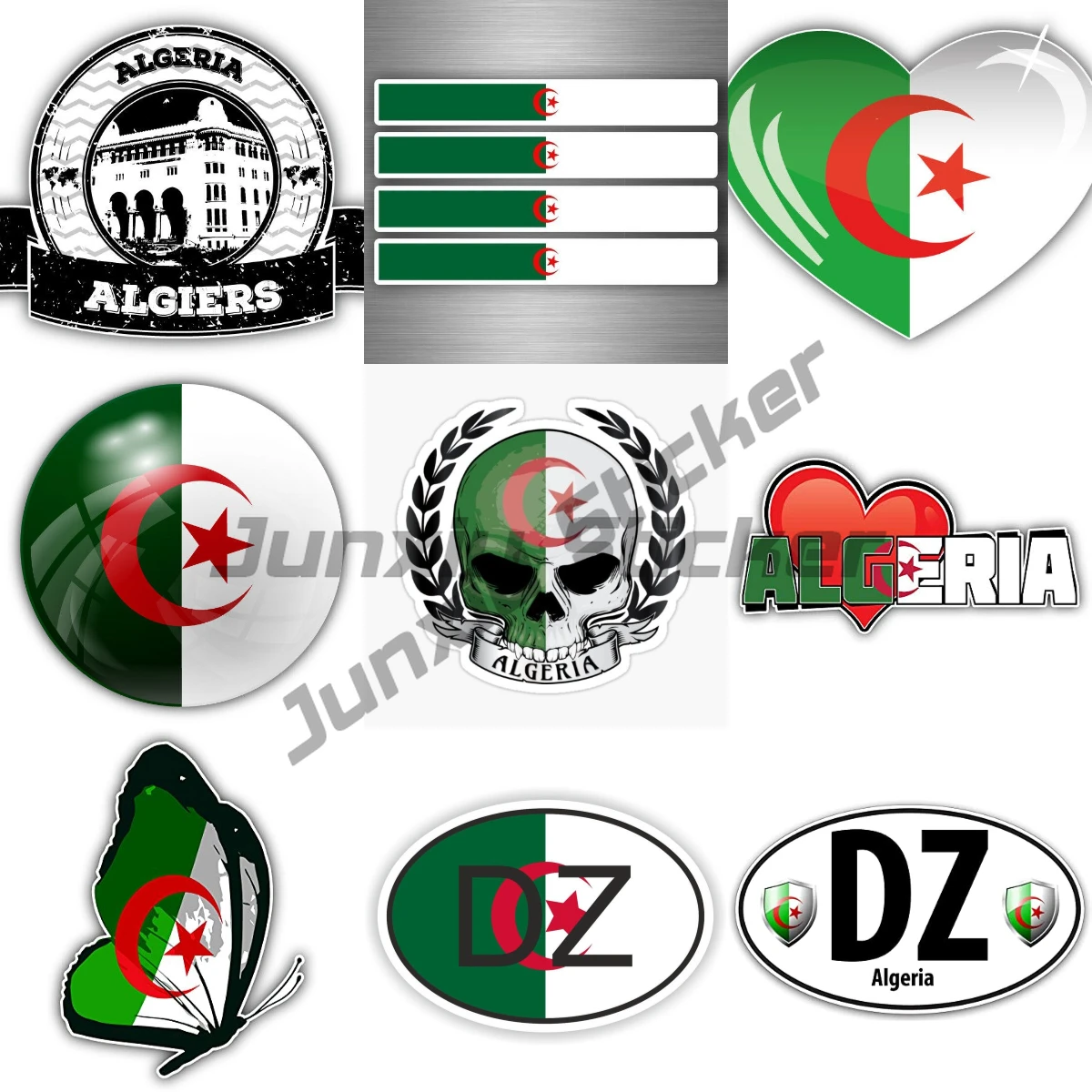 Creativity DZ ALGERIA Flag Map Creative Waterproof PVC Sticker Room Laptop Motorcycle Car Bumper WindowTruck Bicycle Fridge Wall