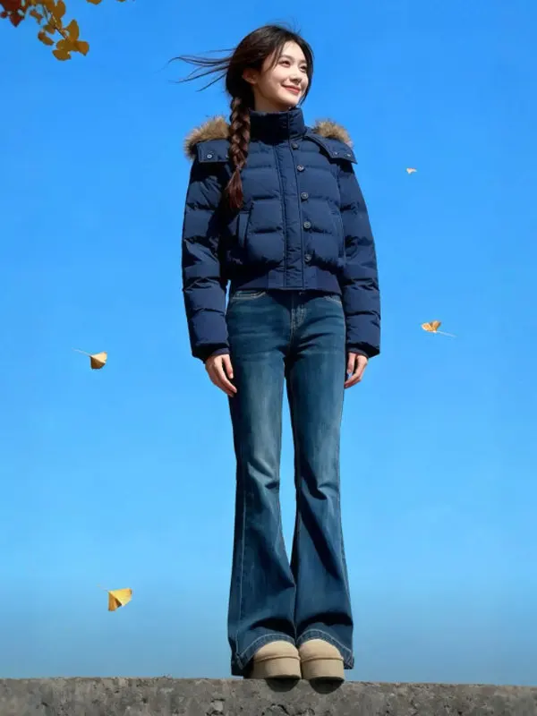 

Корейская хлопковая куртка-жакет для женщин, модное зимнее пальто с капюшоном, новинка, молодежный стиль, на молнии, однотонное