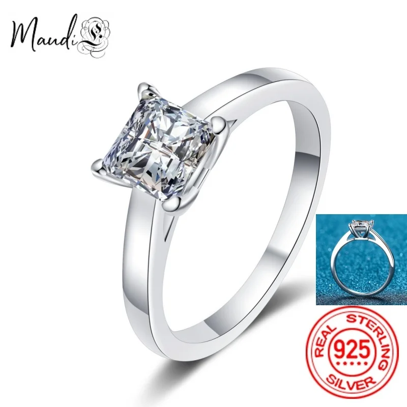 

100% Real Moissanite Engagement Ring For Women 1CT 2CT VVS Diamond Proposal Bridal Sets Rings Promise Gift Sterling Silver Jewel