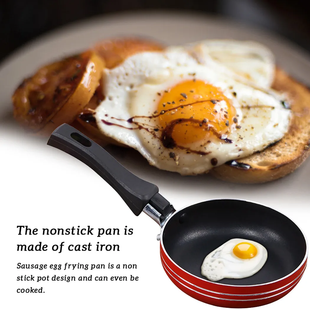 1PC 12cm/14cm/16cm Mini Frying Pan Non-Stick Steel Frypan Pot Saucepan Random Color For Cookware Fry Eggs Tools Frying Pan