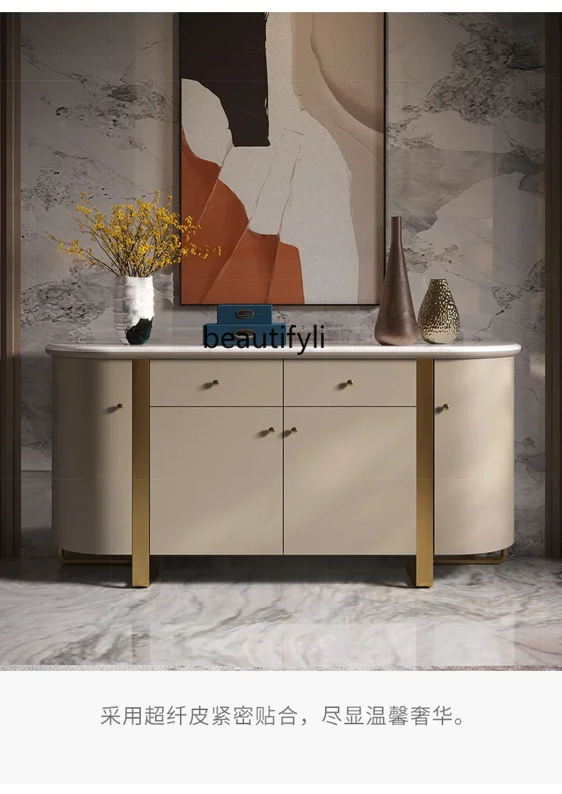 

6239Light luxury dining side cabinet shoe cabinet marble custom storage high-end entrance cabinet6239