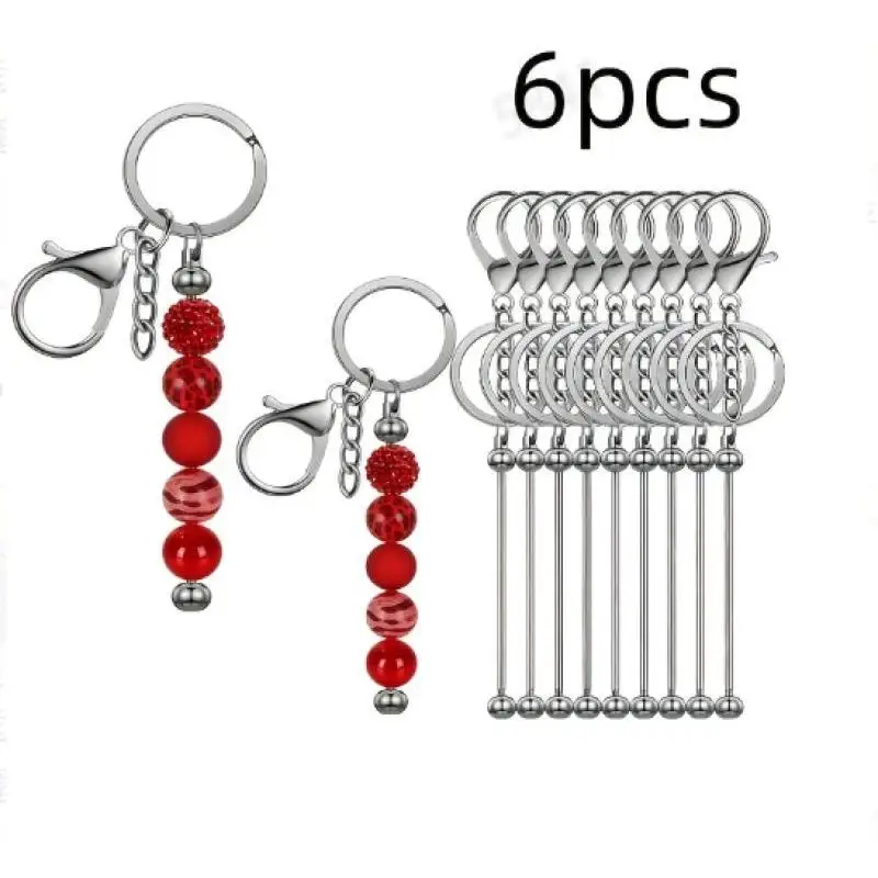 6pcs Bulk Keychain Novelty Essential Home  Blank Key Rod Blank Handmade Keychain UnisexBlank Beaded Keychain Strips Gifts Bulk