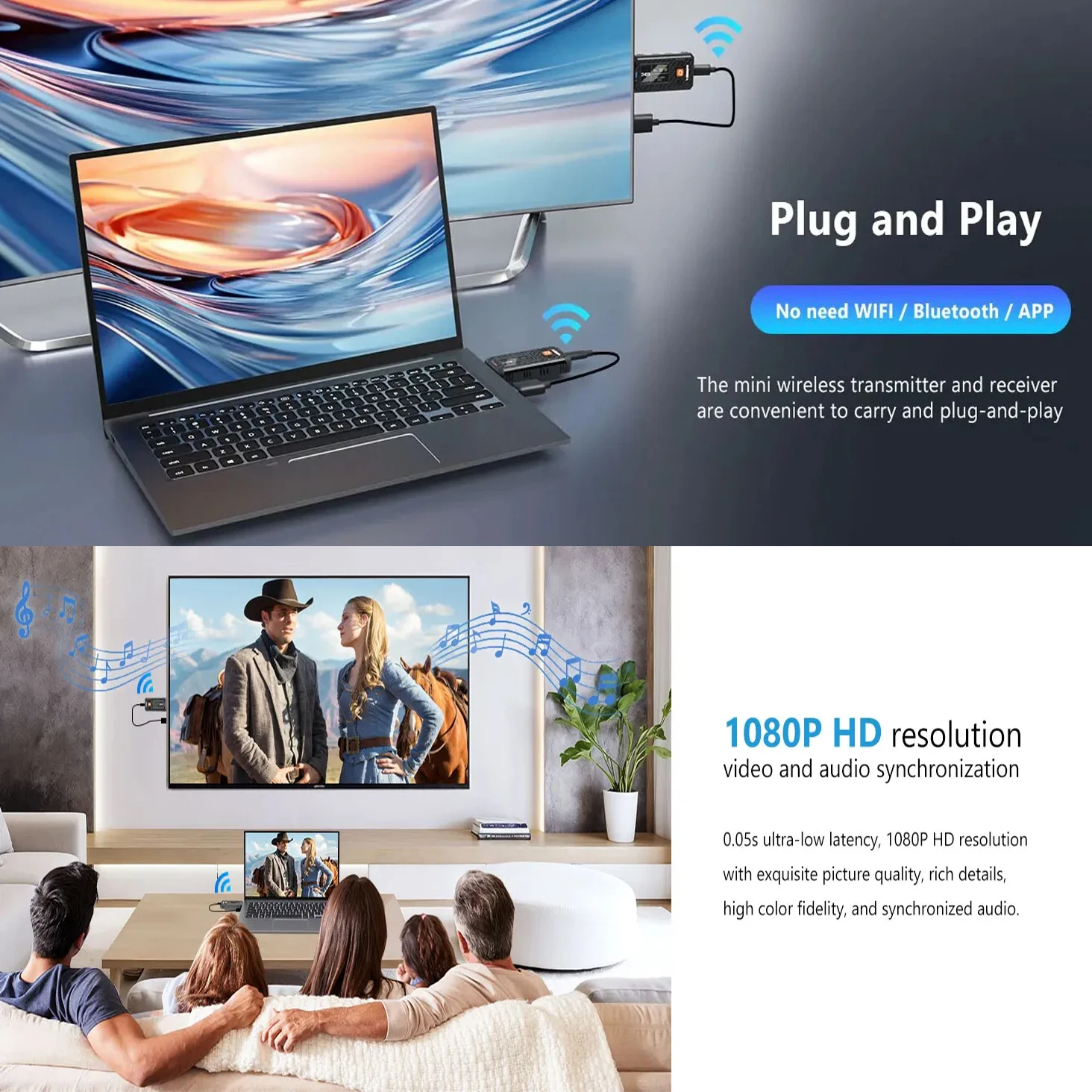 350m Mini Wireless HDMI Video Transmitter and Receiver Extender Display Adapter for TV Box Laptop PC To TV 20 Channel Frequency