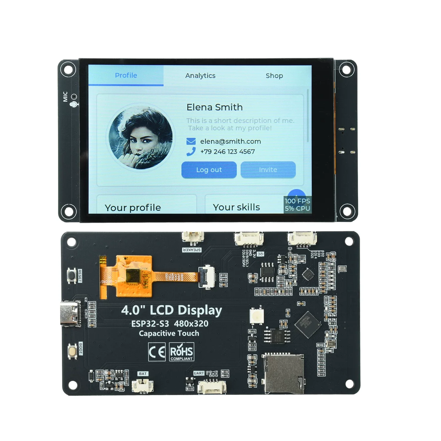 ESP32-S3 4.0-inch WiFi Bluetooth Development Board Smart Display with Xiaozhi AI, 320x480 Resolution