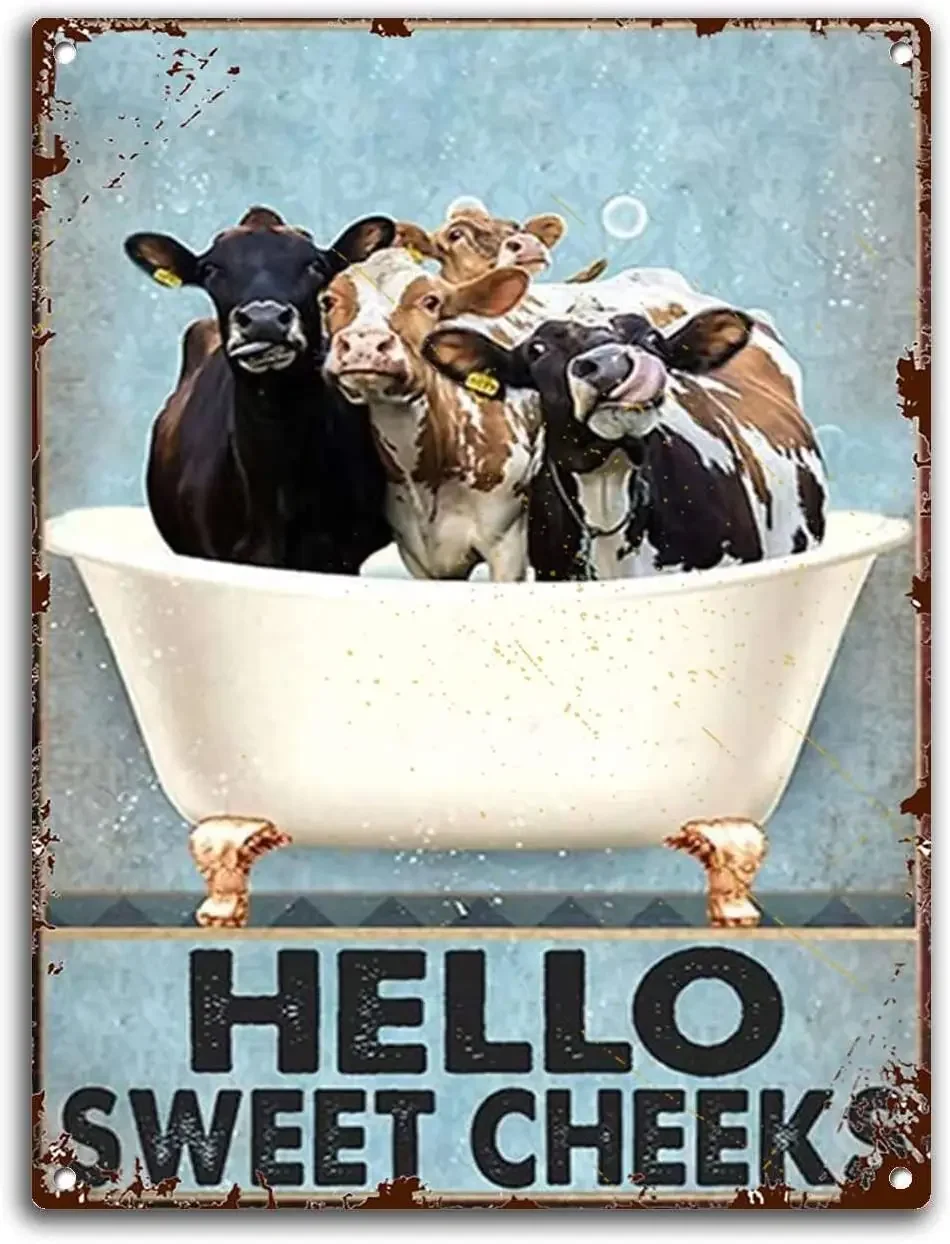 

8x12 Inches Metal Tin Sign Animal Lover Print Bathroom Toilet Wall Toilet Vintage Funny Poster Wall Decor Art Gift