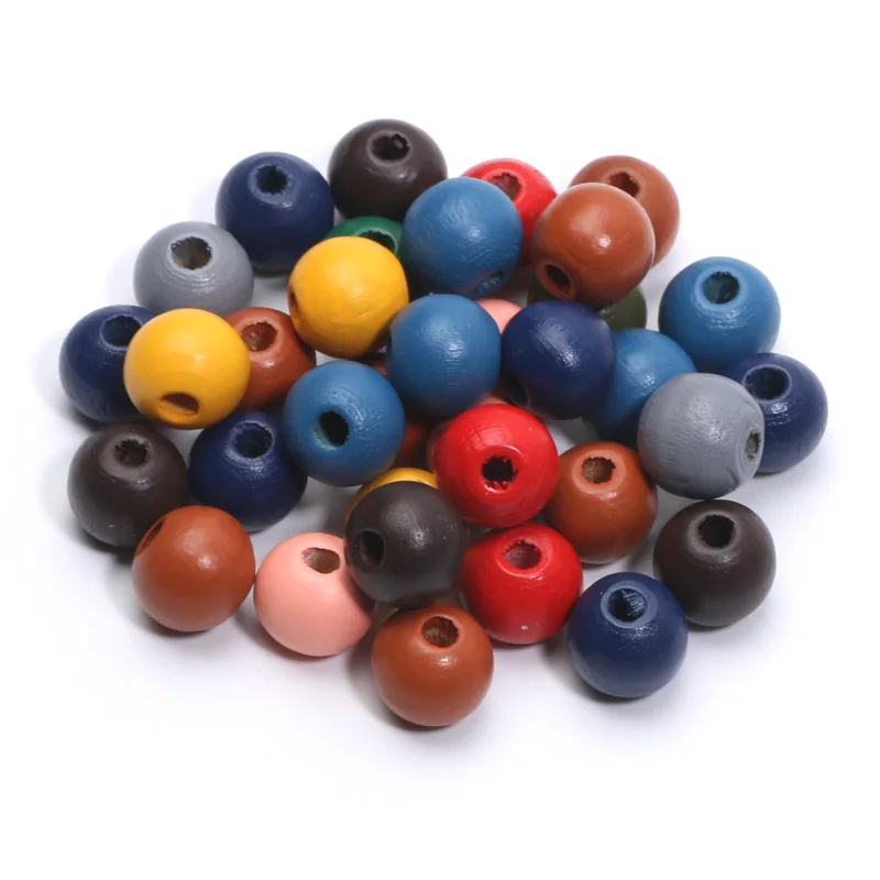 NEW Dark Solid Color Round Balls Spacer Necklaces Bracelets Wood Beads 8/10/12mm Wooden Beads For Jewelry Making DIY Accessories