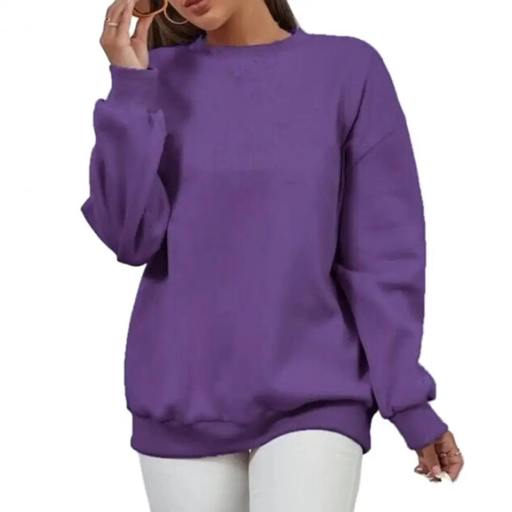 Spring Autumn Women Sweatshirt Ribbed Cuff Crew Neck tops Pullover for Party