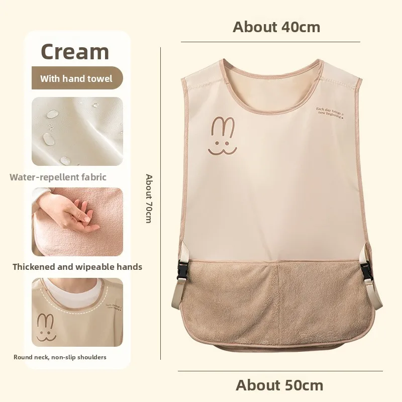 Waterproof Oil-resistant Vest-Style Hand-Wipe Apron for Women Home Kitchen Cooking Cafes Restaurant Workwear