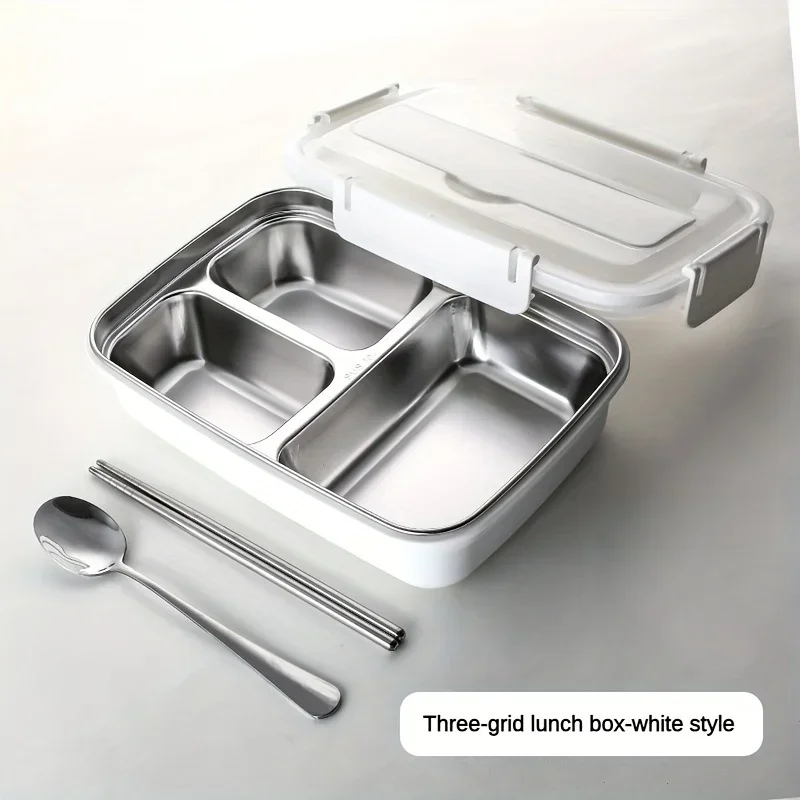 Lekvrije roestvrijstalen lunchbox met 3/4 compartimenten - Duurzame, gemakkelijk schoon te maken Bento-container voor studenten en kantoorpersoneel