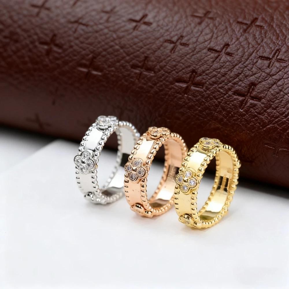 

2025 Trendy Jewelry Classic Fashion Lucky Grass Ring for Women, Ideal Party Gift & Accessory
