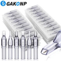 100/50/30/20/10 Uds. Puntas de boquilla de tatuaje grises desechables esterilizadas máquina de tatuaje puntas de plástico tubo de aguja para suministro de maquillaje