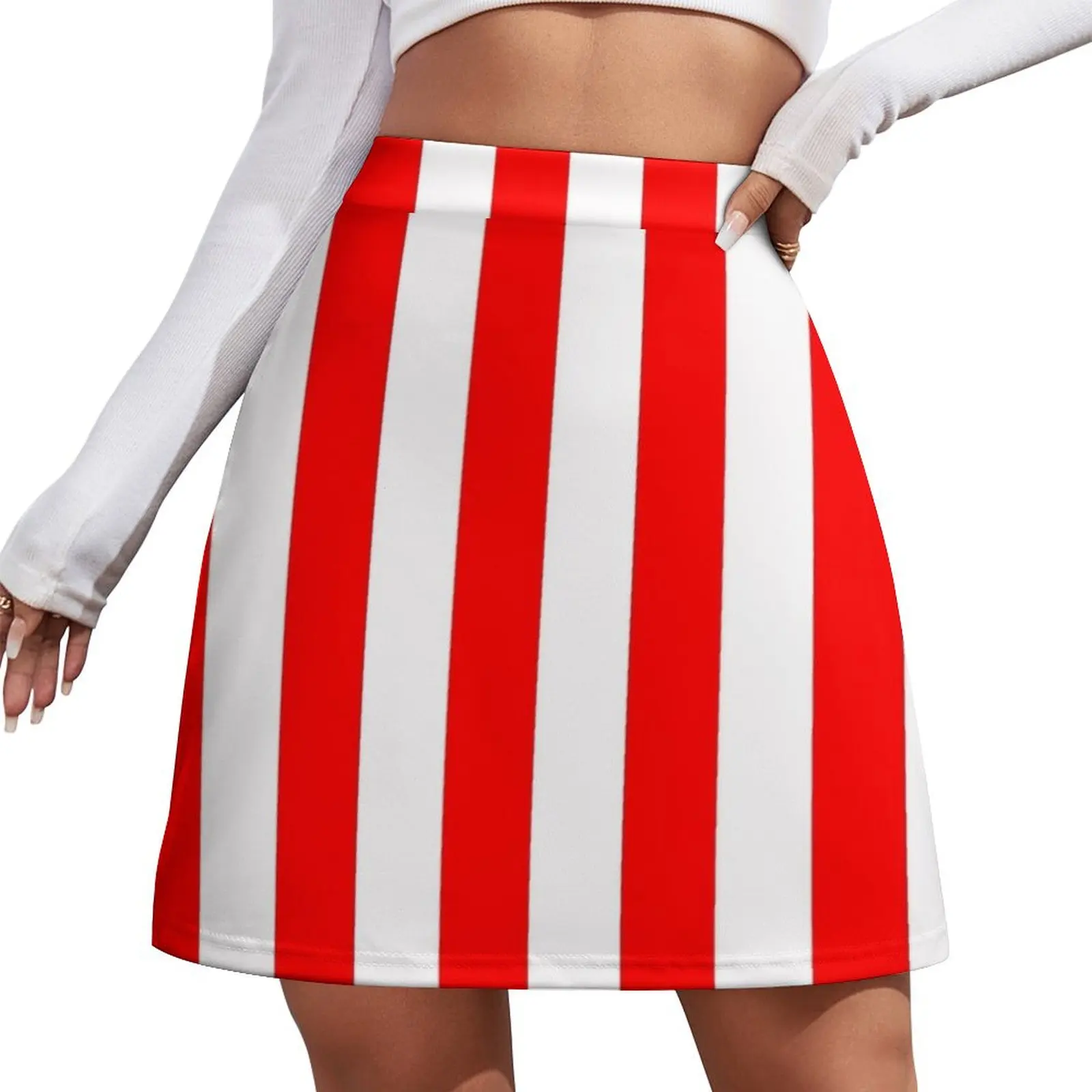 

Red and white stripes - Pixel Field Series design Mini Skirt korean summer clothes korean style midi skirt for women Mini Skirt