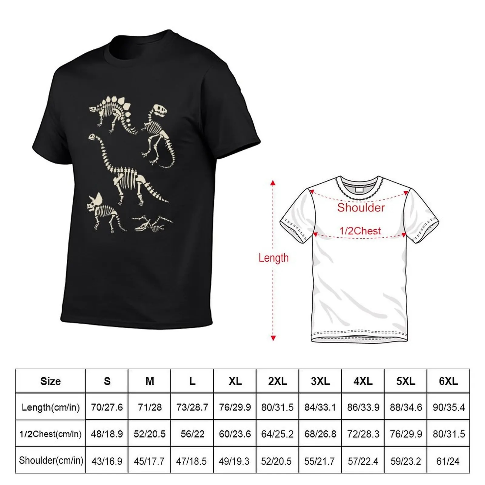 Dinosaur Fossils in Black T-Shirt shirts graphic tees korean fashion t shirts for men graphic