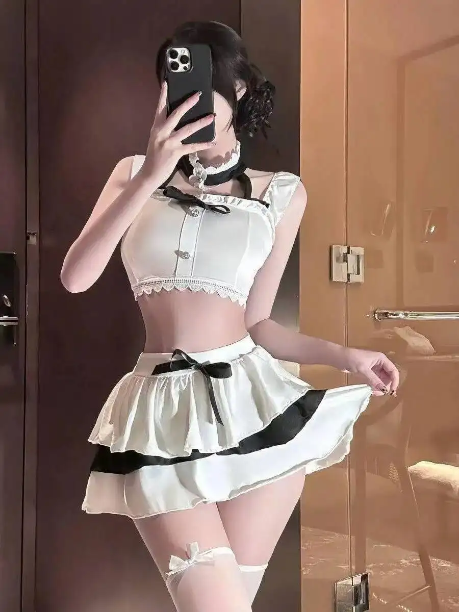 

Стиль Pure Desire, милый крутой топ для девочек с небольшими развевающимися рукавами, короткая юбка с бантом, очаровательная пышная юбка без рукавов, комплекты 2X5S