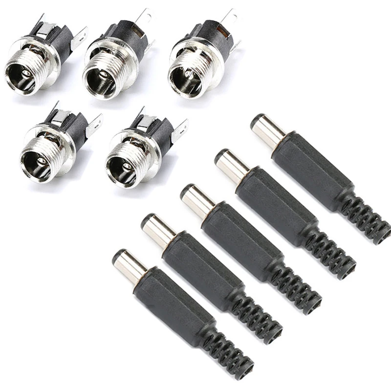 

100Pair 5.5x2.1mm DC Power Male Plug Connector DC-025M 5.5mmx2.1mm DC Supply Female Panel Mount Socket Jack Adapter