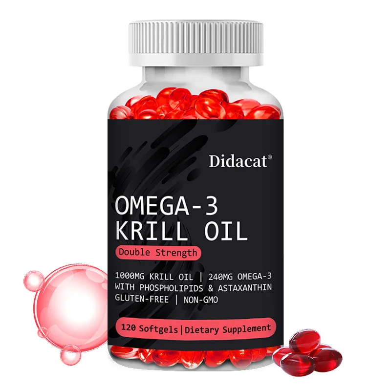 

Antarctic Krill Oil Omega-3 Double Strength, with Astaxanthin, Phospholipids, for Heart and Brain Health Support, Gluten-Free