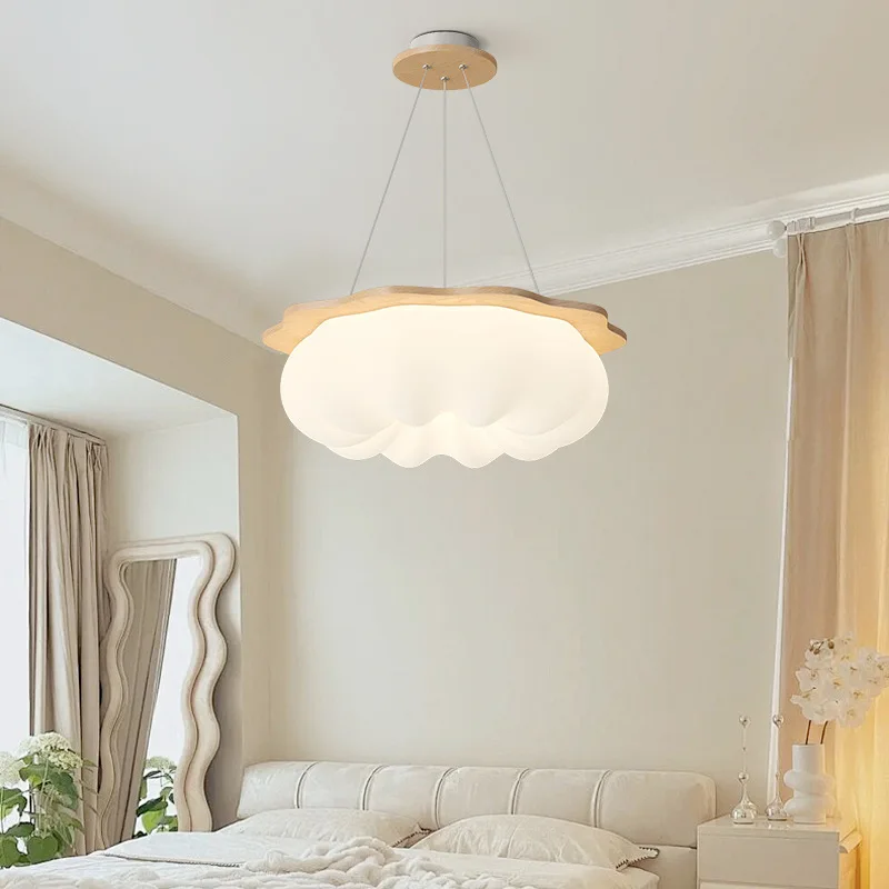 

Children's Room Cloud Chandeliers Solid Wood Pumpkin Cloud Lamp Modern Cream Style Baby Room Nursery Boy Girl Bedroom Chandelier