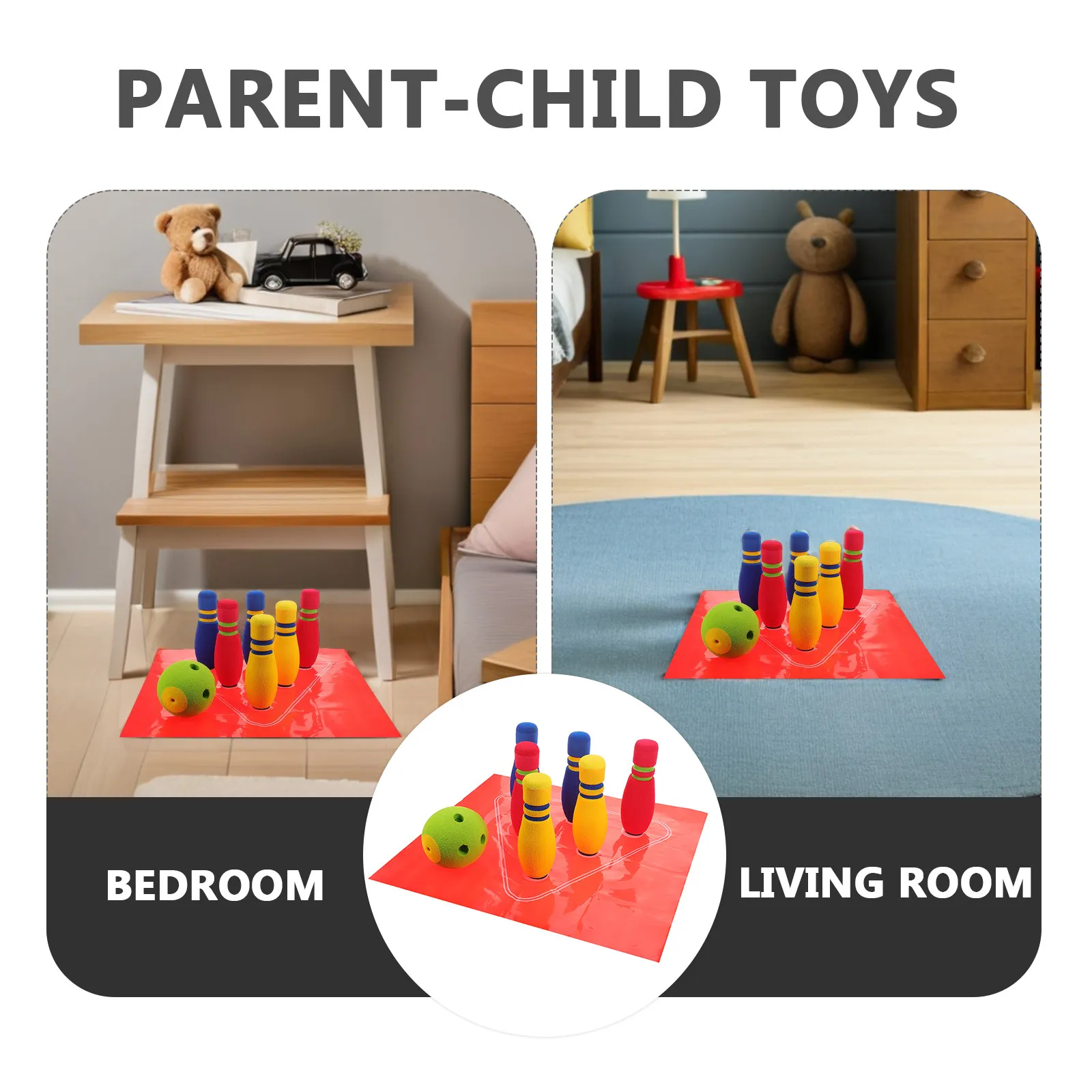 1Set Mini Bowling Board Game for Kids Indoor Outdoor Play Quiet Design Toddler Bowling Set Family Interactive Game Motor Skill