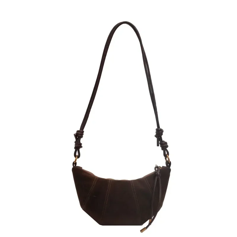 Bolso de hombro de alta calidad con cremallera de Material de terciopelo, bandolera Simple de Color sólido a la moda, bolso suave de estilo