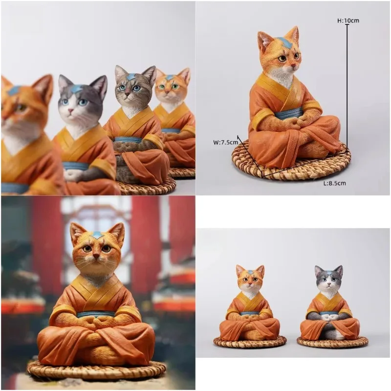

JXK262 1/6 Scale Hobbies Airbender Cat Figurine with Rattan Cushion Resin Cat Model for 12'' Desktop Decorations Oranment