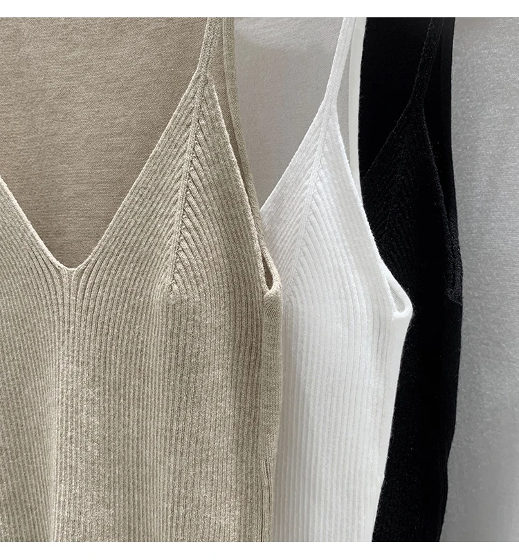 2026 Damen Sommer Ärmelloses Top Einfarbig Slim Fit V-Ausschnitt Gestricktes Oberteil Modisches Vielseitiges Basis-Layer Strick-Tanktop – Detail 8