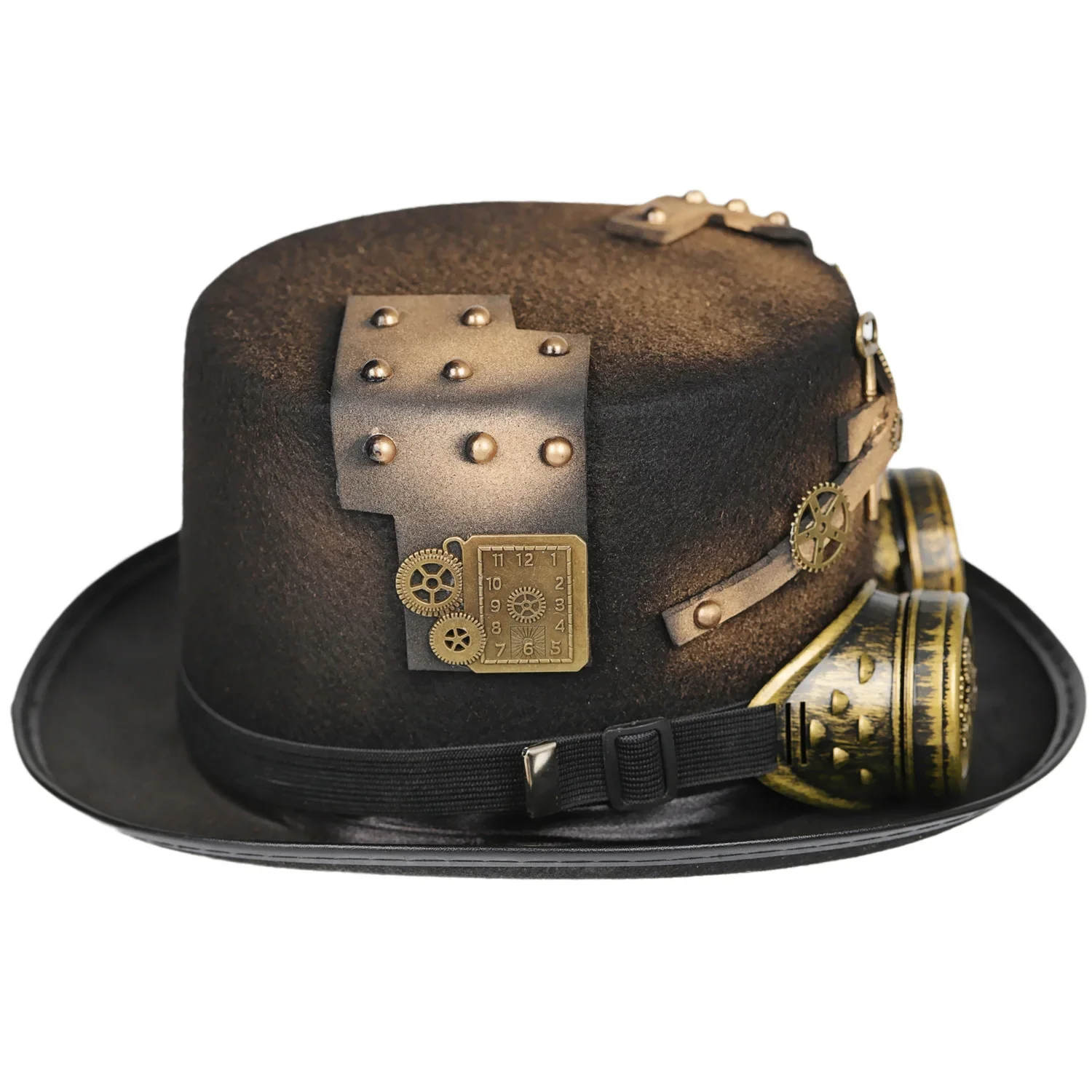 Steampunk Top Hat Cosplay Vitoriana Medicado Garrafa com Óculos Homens Jazz Hat Gótico Antiderrapante Festa Traje Carnaval Discoteca