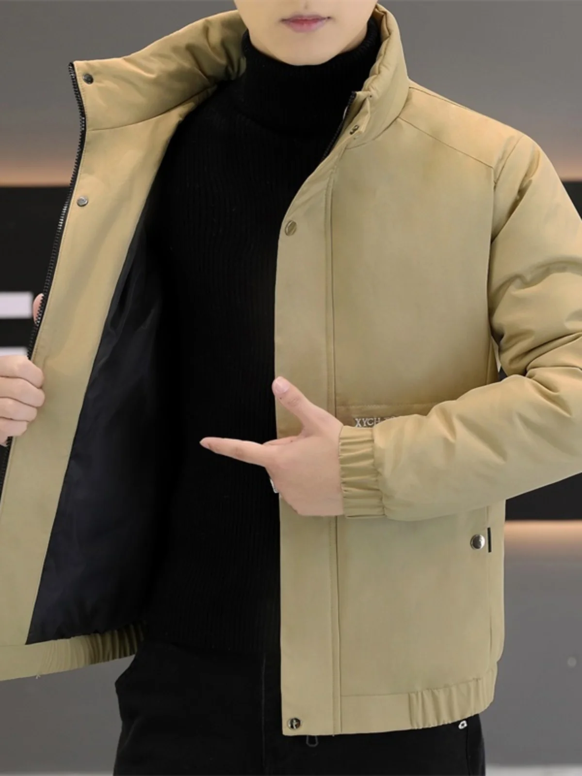 

Men's Winter Jaet Thiened Warm Faion ort Sle Stand Collar down Cotton Coat Casual Slim Fit Online Exclusive Polyest...