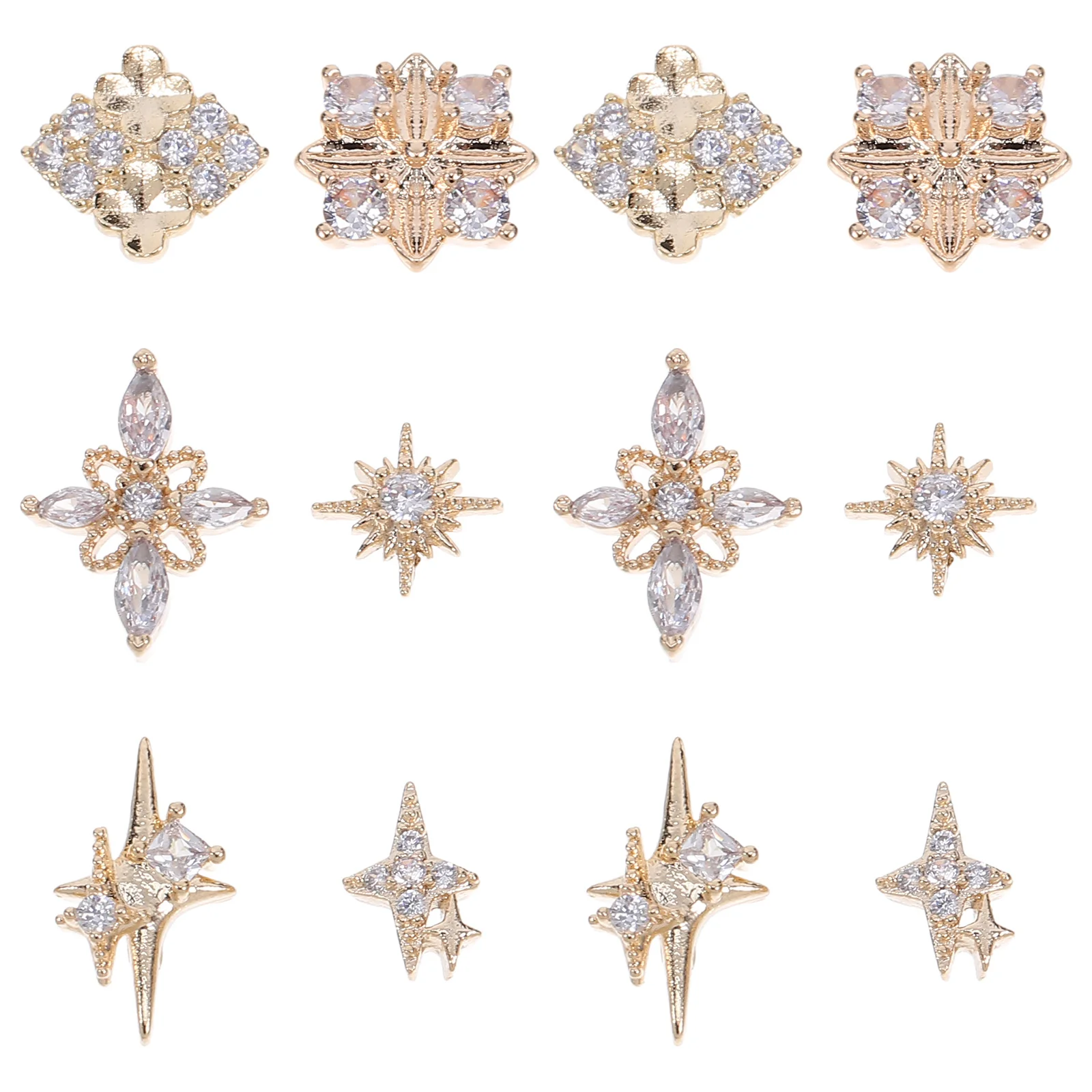 

12Pcs Vintage Nail Charms Rhinestones Decorative Nail Art Ornaments for DIY Manicure Salon Party Rhinestones Charms