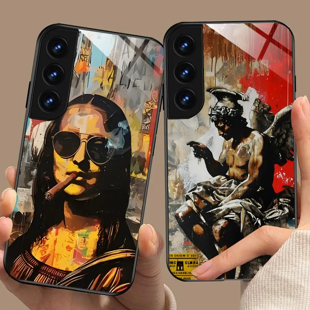Graffiti Art Glass Mobile Phone Case for Samsung Galaxy A56 55 54 53 52 51 36 35 34 23 16 15 5G Colorful Cover