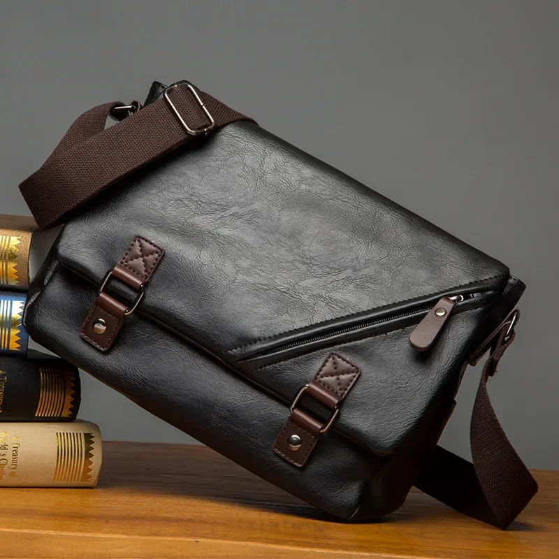 

New Fashion Business Men's Handbags Pu Leather Male Shoulder Bag Vintage Crossbody Boy Luxury Messenger Briefcase Bags
