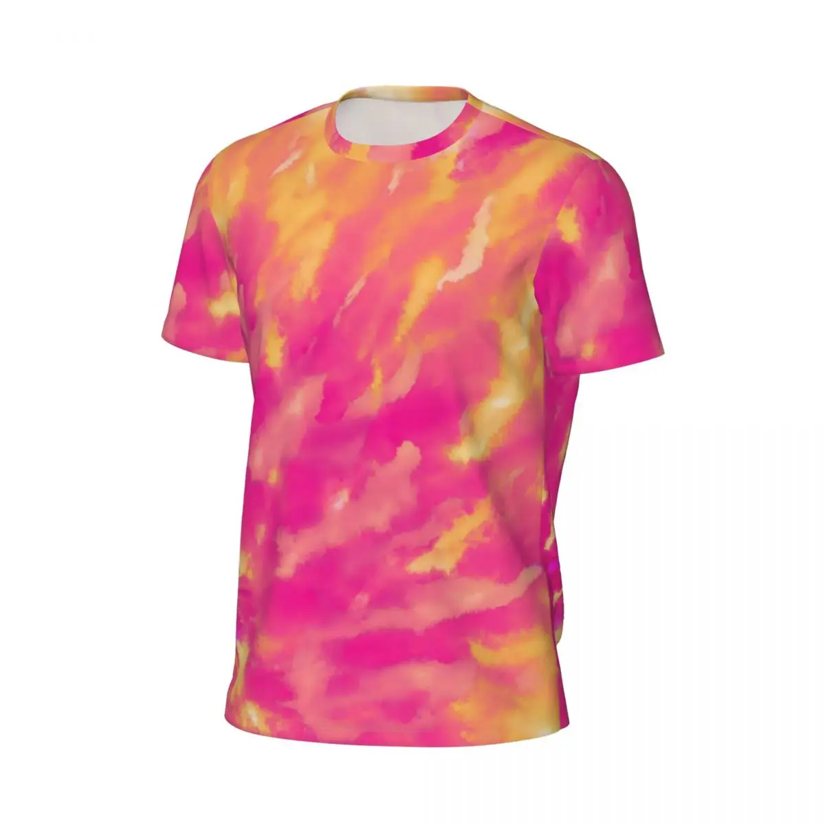 Spiral Tie Dye Sports T-Shirt Summer Pink And Yellow Y2K Casual T Shirts Harajuku Tshirt For Men Design Clothing Plus Size 6XL