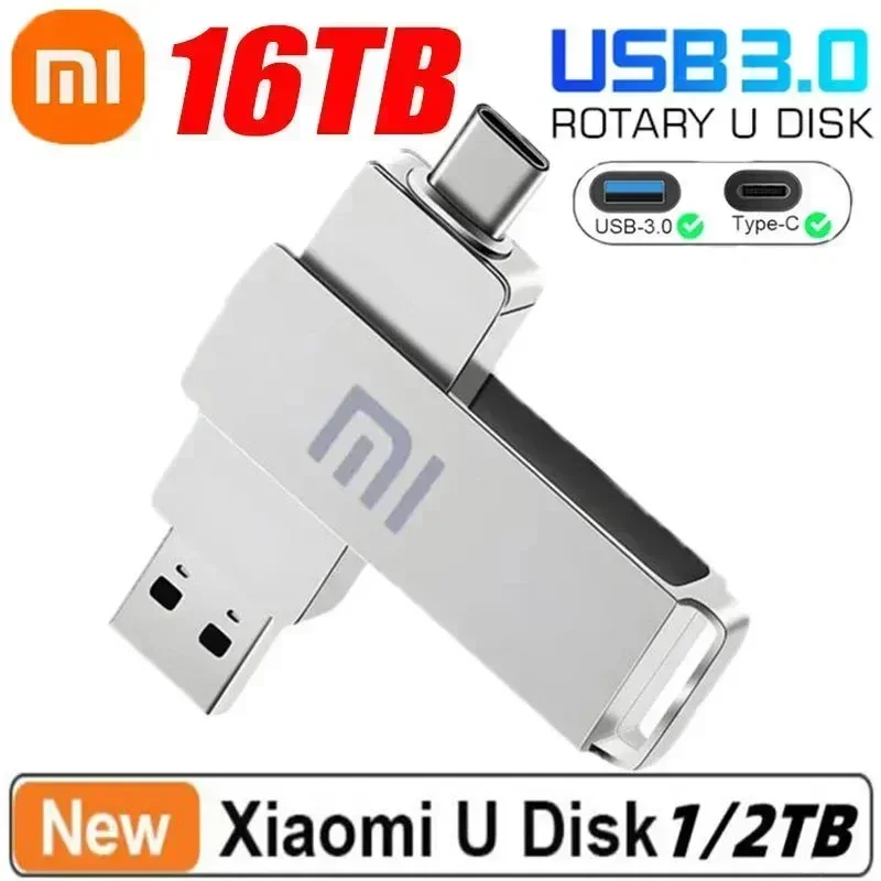 Xiaomi 2TB Metal Usb 3.0 Flash Drives High Speed Pendrive 1TB 16TB Usb Drive Portable SSD Memoria Usb Flash Disk TYPE-C Adapter