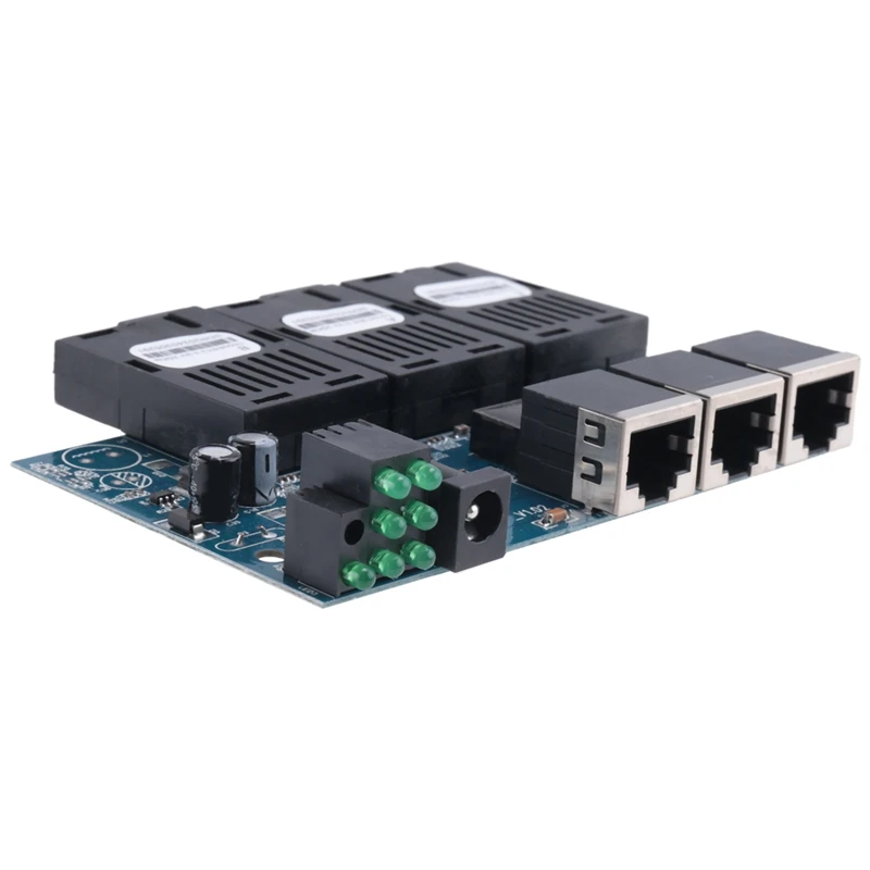 Ethernet Fiber Switch 100M PCBA Board Optic Media Converter 20Km 3 Fiber 3 RJ45 Support RPOE Simplex SC Fiber Switch