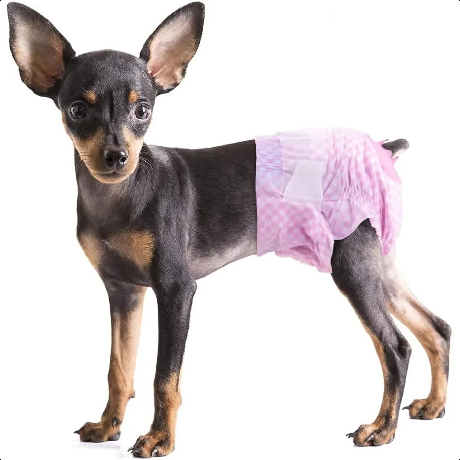 

Dog Diapers Female Dog Diapers Cat Diaper for Female Cats Puppy Diaper with Adjustable Foam Tail Hole 12pcs S Pink