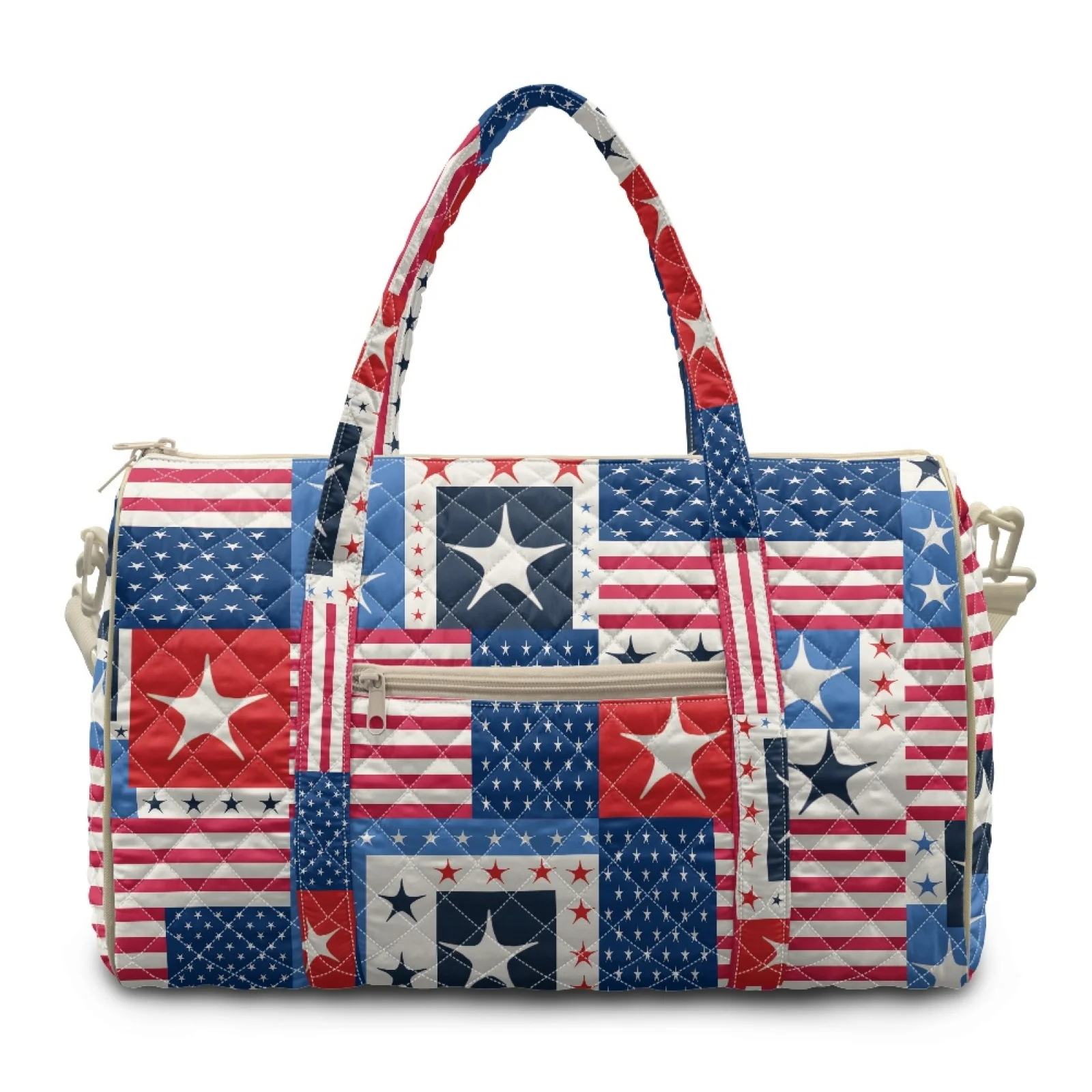 Coloranimal Patriotic Star Large Capacity Quilted Duffle Bag for Sports Polyester Personal Item Bag New Trend