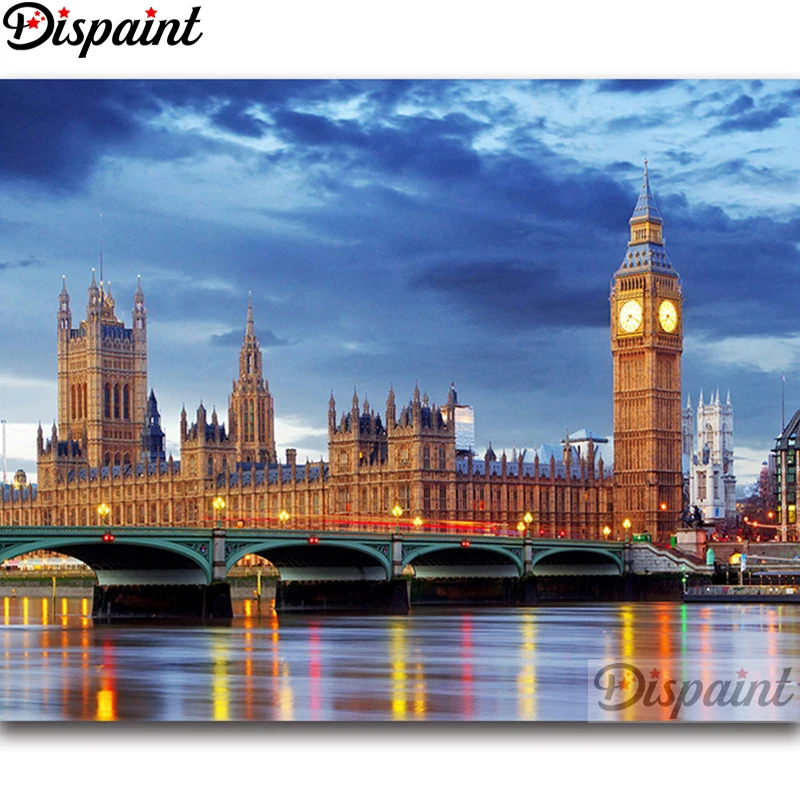 

Dispaint Art 5D Diy Алмазная картина "Мост строительный пейзаж" Алмазные фотографии Вышивка крестиком 3D Декор для вышивки стразами A25688