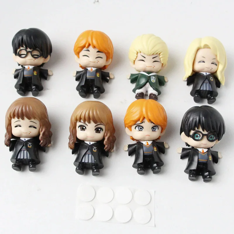 Set de 8 Figuras de 7cm de la Serie Completa de Harry Potter, Versión Q, Malfoy, Hermione, Ron, Muñecos Lindos para Escritorio, Coche, Adornos, Regalo