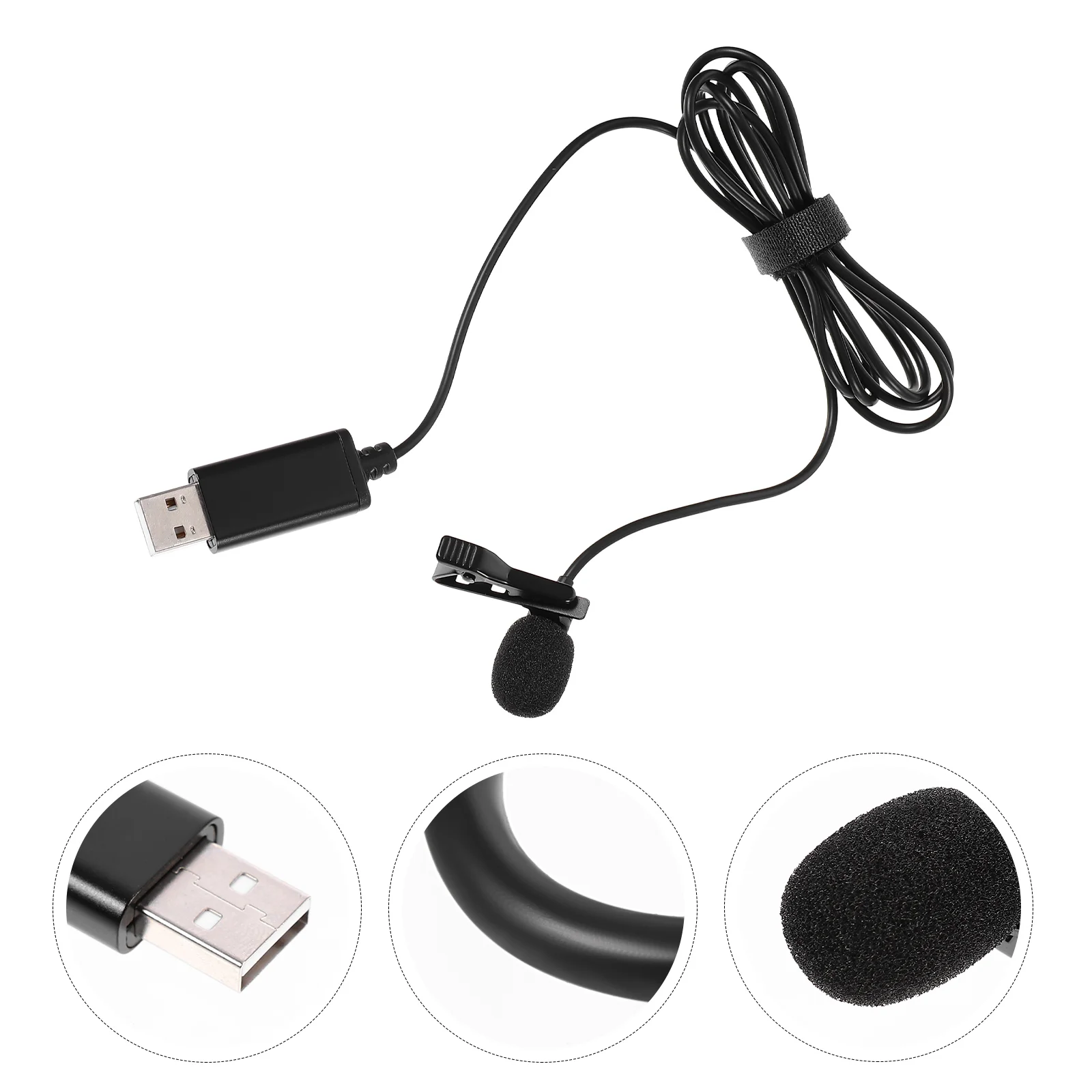 USB Microphone Clip-on Lapel Recording Computer Wired Lavalier with Sponge Live Broadcast Multi-purpose