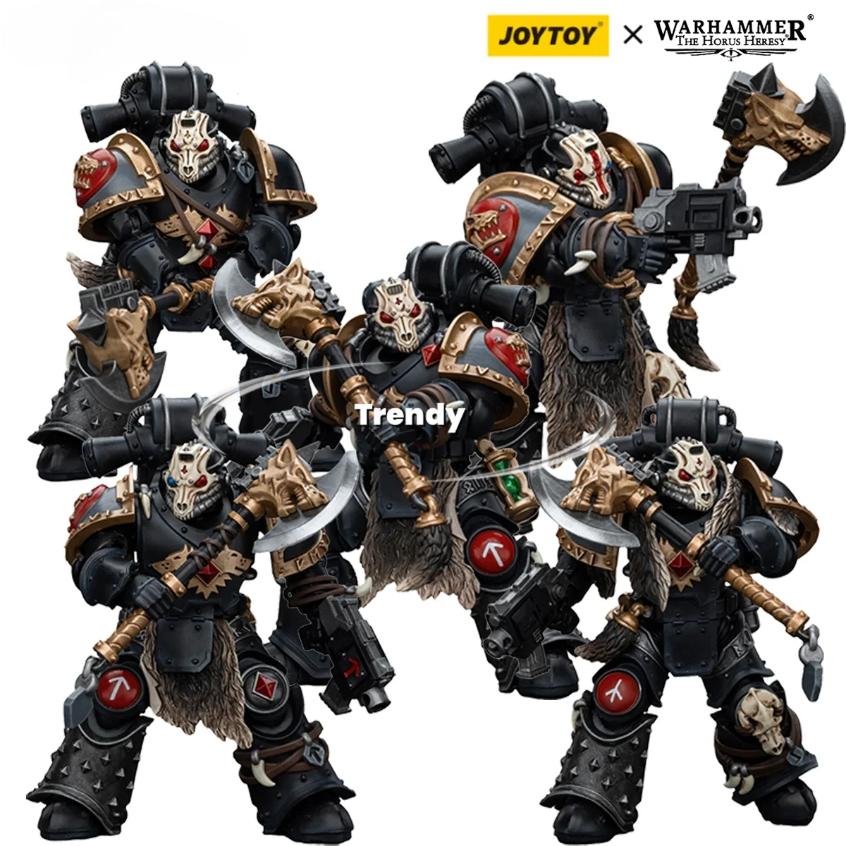 [Bens spot] JOYTOY Warhammer 1/18 Figuras de ação Lobos espaciais Pacote Deathsworn Deathsworn5PCS Modelo de brinquedo para presente menino