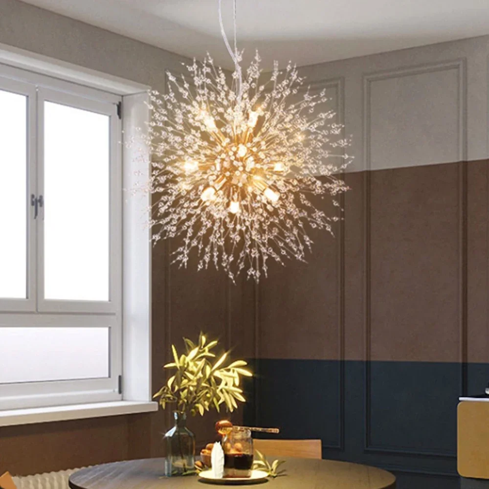 Imagem -02 - Crystal Dandelion Chandelier Iluminação Moderna Lâmpada Pingente para Sala de Estar Sala de Jantar Decoração de Casa