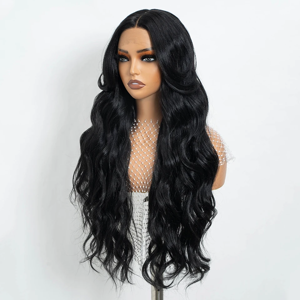 Synthetic Body Wave Lace Front Wigs For Women 28 inch Omber Blonde Black Lace Frontal Wigs Heat Resistant Fiber Cosplay Wig