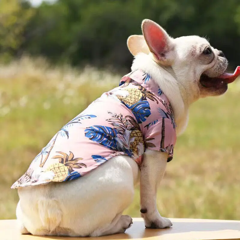 Dog Summer Clothes Hawaiian Breathable Cool Dog Shirt Seaside Beach Shirts Vacation Pet Apparel Cat T-Shirts Pets Clothing