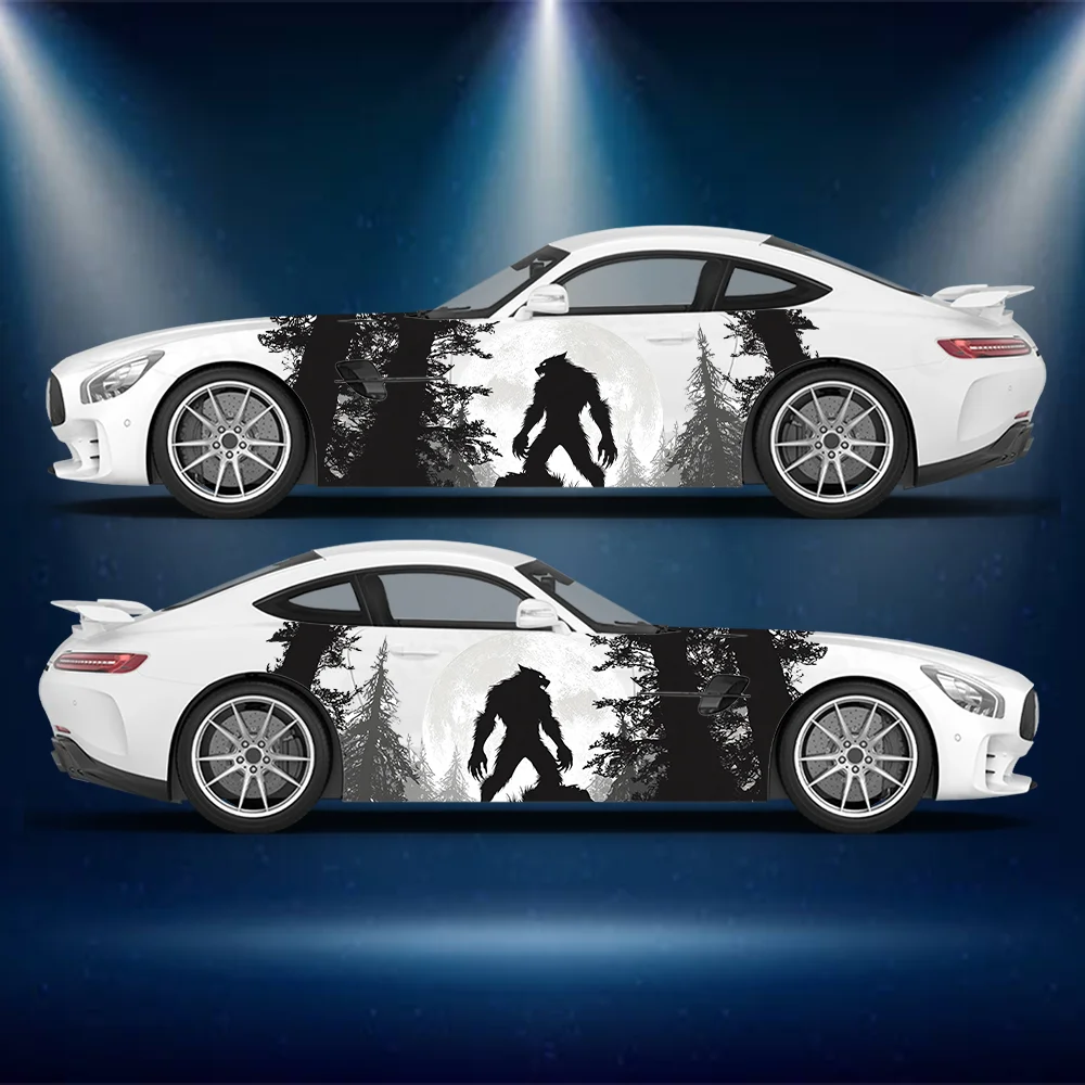 Dark Forest Moonlight Werewolf Car Vinyl Wraps Decal PVC Anti Scratch Sticker Suitable for Trucks SUV Decor Auto Accessories
